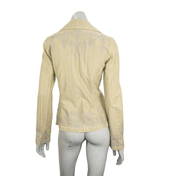 JOHNNY WAS Beige Blazer Jacket Khaki Embroidered Women's size Small - Picture 5 of 10